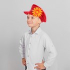 Шляпа "Картуз с цветком", р-р 52, 4-6 лет, цвет красный - Фото 2