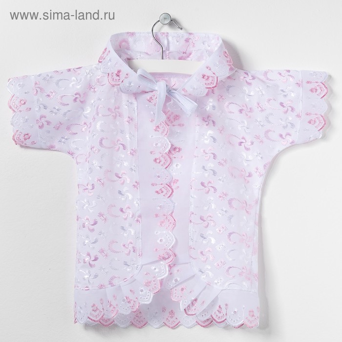 Крестильная рубашка с капюшоном, рост 68 см, цвет розовый 15012_М - Фото 1