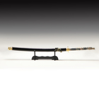 Сувенирное оружие «Катана на подставке», чёрные ножны, рукоятка — под слоновую кость, 108 см - фото 8641544