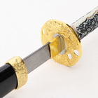 Сувенирное оружие «Катана на подставке», чёрные ножны, рукоятка — под слоновую кость, 108 см - фото 8641547