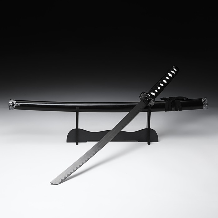 Сувенирное оружие "Катана Хизока" 100 см, клинок 60 см, чёрная, на подставке - Фото 1