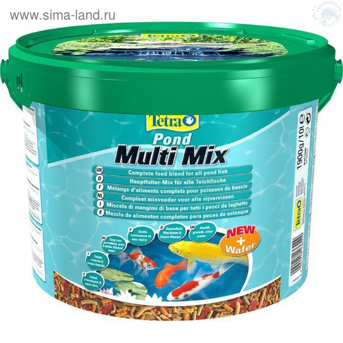 Корм Pond MultiMix для прудовых рыб, гранулы, хлопья, таблетки, гаммарус, 10 л - Фото 1