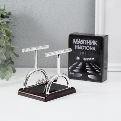 Маятник настольный антистресс «Шары Ньютона. Колыбель техно», квадрат столбик, 9×9×7.5 см