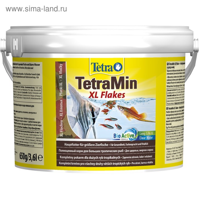 Корм TetraMin XL для рыб, крупные хлопья, ведро, 3,6 л. - Фото 1