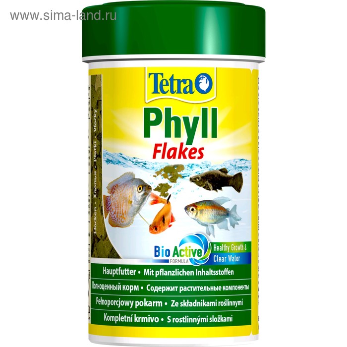 Корм TetraPhyll для рыб, растительные хлопья, 100 мл. - Фото 1