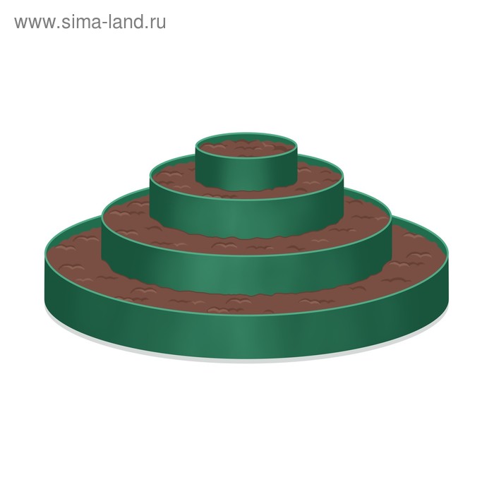 Клумба гибкая, 4 яруса, d = 40–60–80–100 см, высота бортика 48 см, зелёная