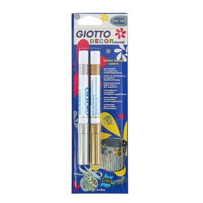 Маркер-краска (лаковый) для декора Набор 2 цвета GIOTTO Decor Metallic 4.0 золото/серебро