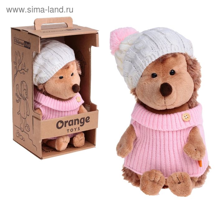 Мягкая игрушка «Ежинка» в шапке с розовым помпоном - Фото 1