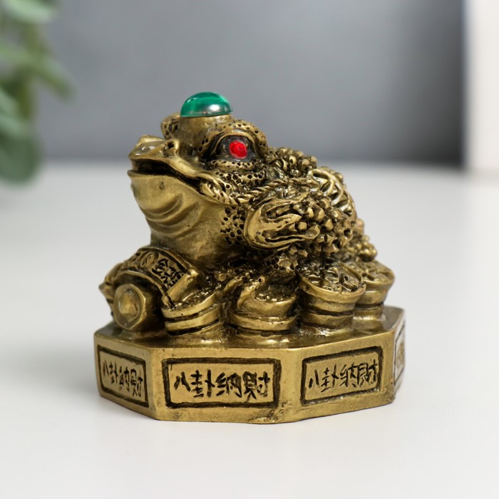 Нэцкэ фигурка «Жаба на Ба-гуа», полистоун, под бронзу, 5.8×5.8×6.6 см - Фото 1