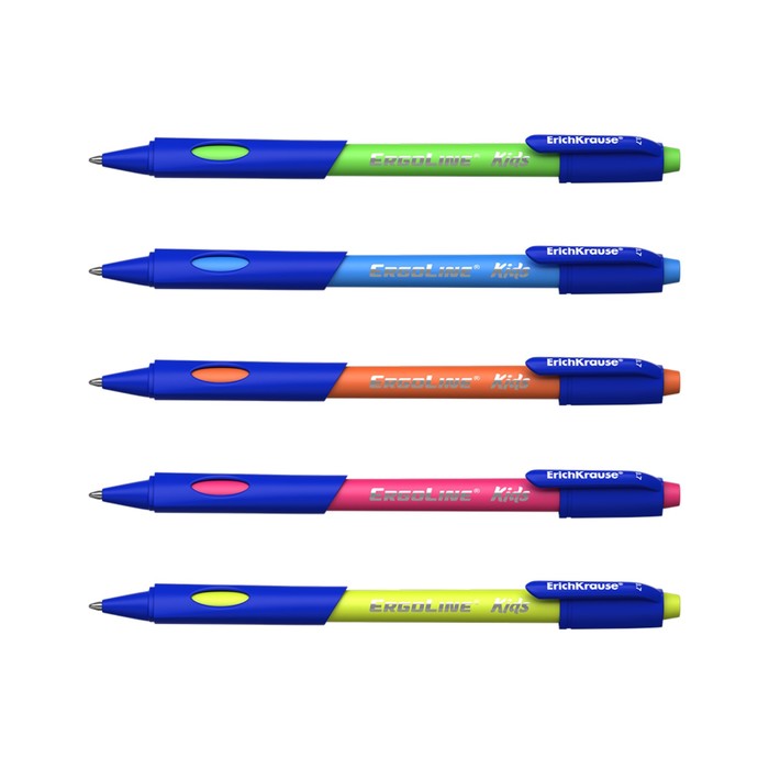 Ручка шариковая ErichKrause ErgoLine Kids Ultra Glide, первоклассника, эргономичный держатель, корпус Soft-touch, узел 0.7 мм, чернила синие, микс - фото 8510936