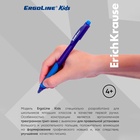 Ручка шариковая ErichKrause ErgoLine Kids Ultra Glide, первоклассника, эргономичный держатель, корпус Soft-touch, узел 0.7 мм, чернила синие, микс 1865854 - фото 1812994