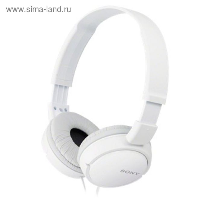 Наушники Sony MDRZX110W.AE, накладные, оголовье, провод 1.2 м, белые - Фото 1