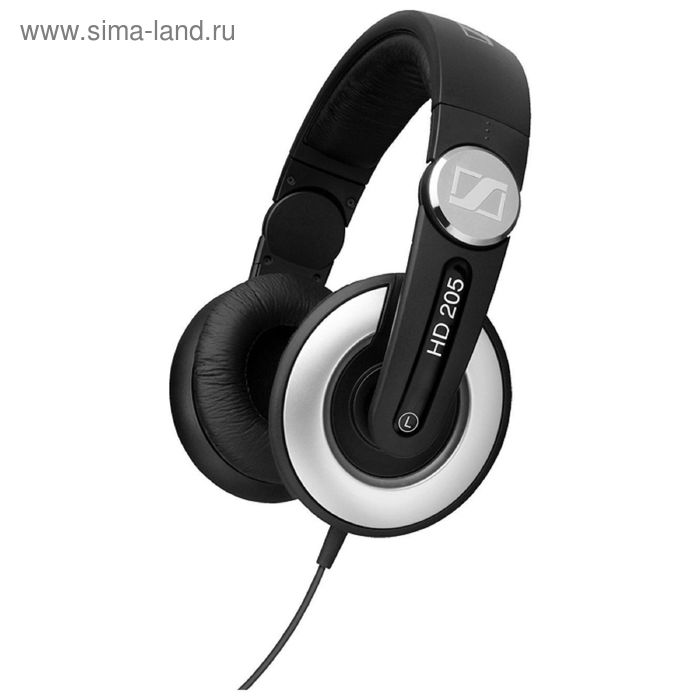 Наушники Sennheiser HD 205 II, накладные, провод 3 м, черно-серебристые - Фото 1