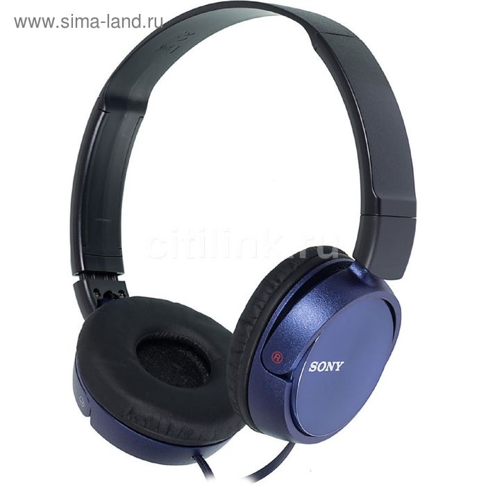 Наушники Sony MDRZX310L.AE, накладные, оголовье, провод 1.2 м, синие - Фото 1