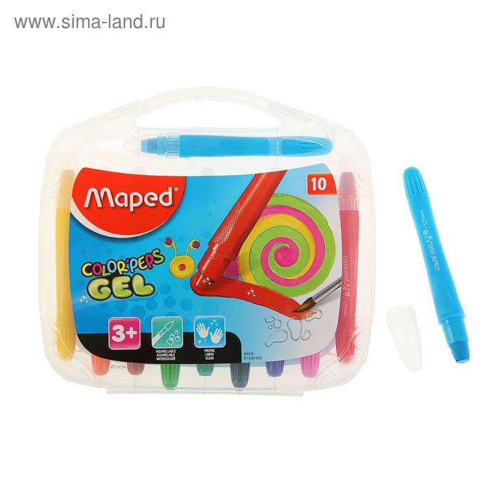 Мелки гелевые 10 цветов, Maped Color Peps, пластиковый короб - Фото 1