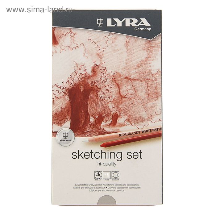 Карандаши художественные набор LYRA Sketching Set 11 шт. (ластик-клячка+точилка) L2041110 - Фото 1