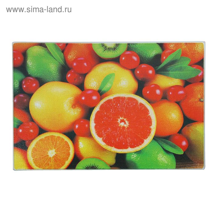 Доска разделочная стеклянная Доляна «Тропические фрукты», 30×20 см - Фото 1
