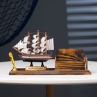 Набор настольный «Корабль»: визитница, подставка для ручки, 15 х 22 х 7 см - фото 22943654
