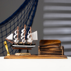 Набор настольный «Корабль»: визитница, подставка для ручки, 15 х 22 х 7 см - фото 8635442