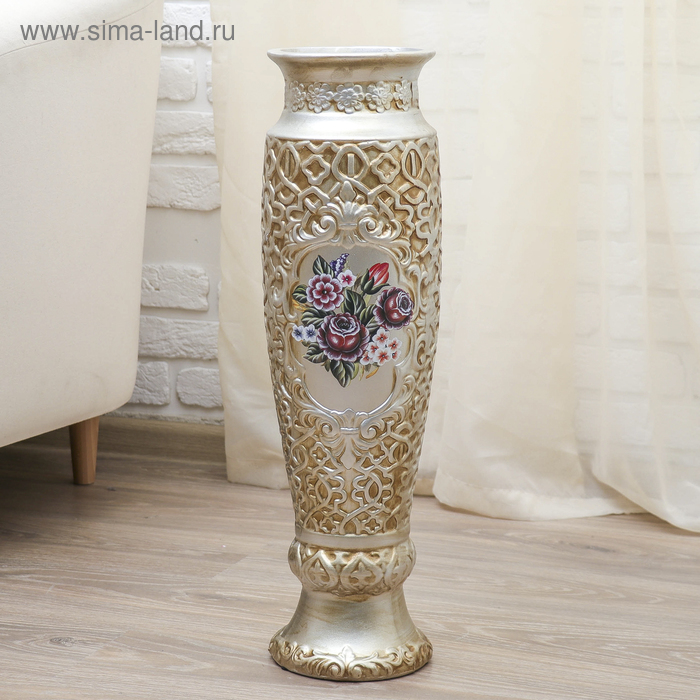 Ваза напольная "Букет" 60 см, резная, коричневая - Фото 1