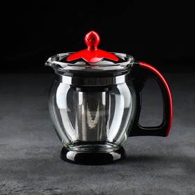 Чайник стеклянный заварочный «Цветок», 1,2 л, с металлическим ситом, цвета МИКС
