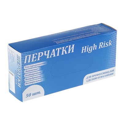 Перчатки High Risk нестерильные латексные неопудренные особопрочные M, 50 шт
