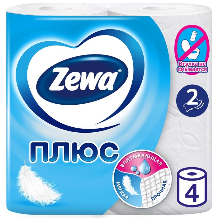 Туалетная бумага Zewa Плюс, 2 слоя, 4 рулона - Фото 1