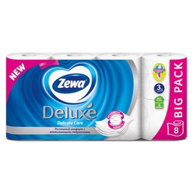 Туалетная бумага Zewa Deluxe, 3 слоя, 8 рулонов