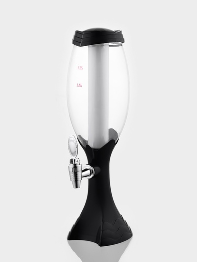 Башня пивная «Вавилон», 2 л, колба для льда, подсветка, батарейки Ag10, пластик, чёрная