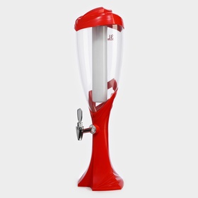 Башня пивная «Вавилон», 3 л, колба для льда, подсветка, батарейка Ag10, пластик, красная