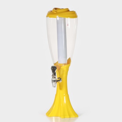 Башня пивная «Вавилон», 3 л, колба для льда, подсветка, батарейки cr 2032, пластик, жёлтая