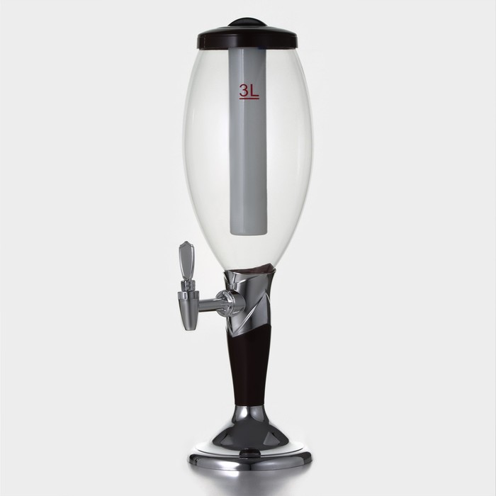 Башня пивная «Вавилон стиль», 3 л, колба для льда, подсветка, батарейки CR=2032, пластик, коричневая - Фото 1