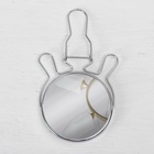 Зеркало настольное, с увеличением х2, круглое, настенное, двустороннее, 11×18.5 см, (d=9 см), металлическое - Фото 4