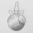 Зеркало настольное, с увеличением х2, круглое, настенное, двустороннее, 16×18 см, (d=14 см), металлическое - Фото 4