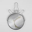 Зеркало настольное, с увеличением х2, настенное, двустороннее, 18.5×21 см, (d=16 см), металлическое - Фото 4