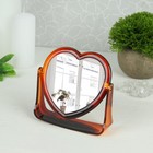 Зеркало на подставке, двустороннее, с увеличением, зеркальная поверхность 10 × 9,5 см, цвет «янтарный» - Фото 1