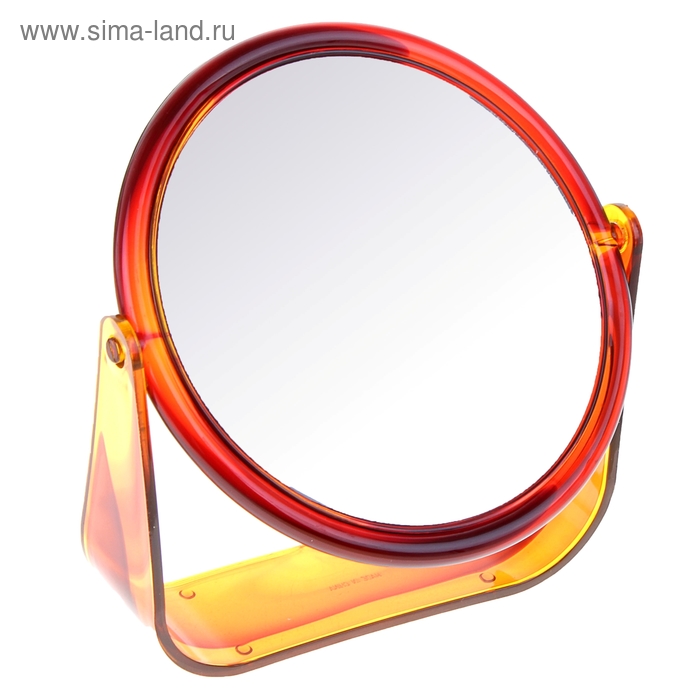 Зеркало настольное, круглое, d=15,8см, двустороннее, с двукратным увеличением, цвет янтарный - Фото 1
