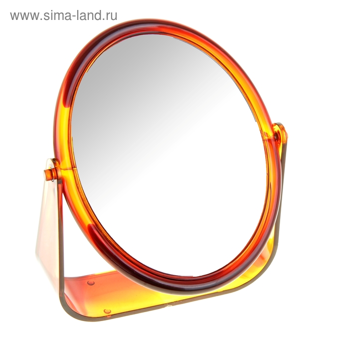 Зеркало настольное, круглое, d=13,5см, двустороннее, с двукратным увеличением, цвет янтарный - Фото 1