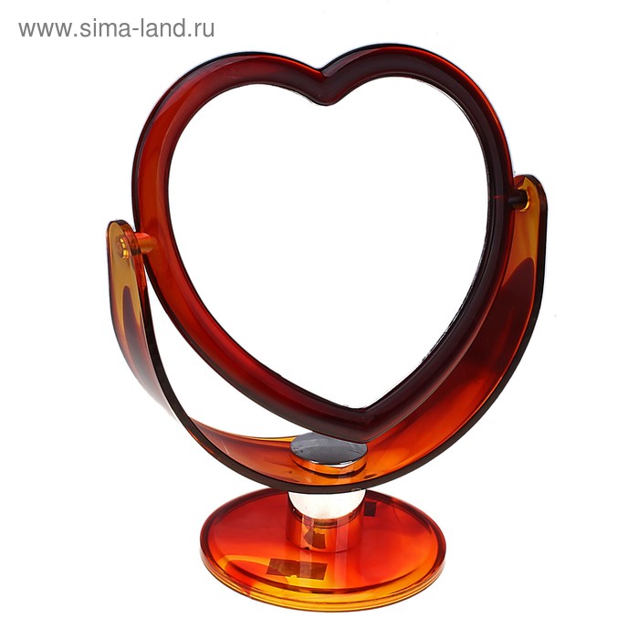 Зеркало настольное, в форме сердца, двустороннее, с двукратным увеличением, цвет янтарный - Фото 1