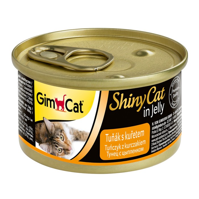 Консервы Gimpet Shiny Cat для кошек, с тунцом и цыплёнком, 70 г. - Фото 1