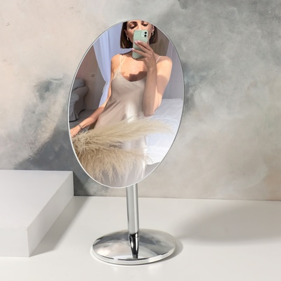 Зеркало настольное «Овал», зеркальная поверхность 14,5 × 19,5 см, цвет серебристый
