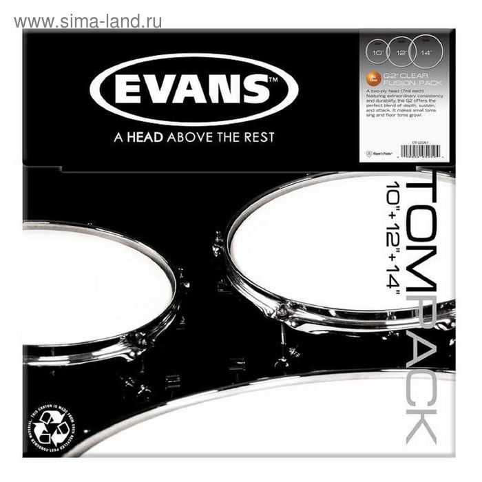 Набор пластика для том барабана  Evans ETP-G2CLR-F G2 Clear Fusion 10"/12"/14" - Фото 1