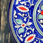 Тортовница Риштанская Керамика "Цветы", 31 см, синяя - фото 4565534