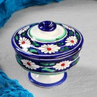 Сахарница узбекская Риштанская Керамика «Цветы», 250 мл, синяя - Фото 1