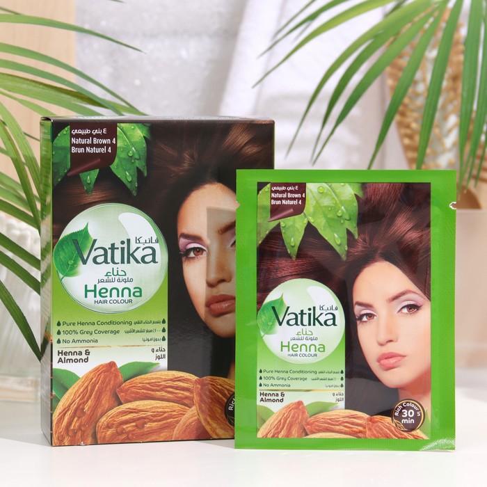 Хна для волос коричневая VATIKA HENNA HAIR COLOURS BROWN, 6 пакетиков по 10 г - Фото 1