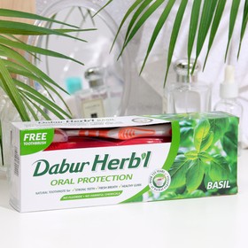 Набор Dabur Herb'l базилик: зубная паста, 150 г + зубная щётка 1865422