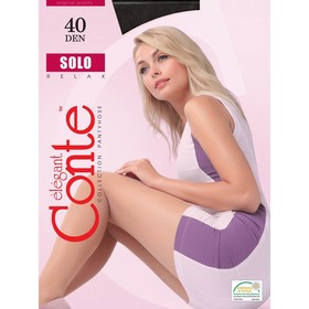 Колготки женские капроновые, CONTE ELEGANT SOLO 40 ден, цвет чёрный (nero), размер 3