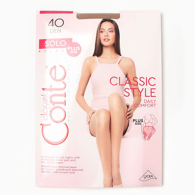 Колготки женские капроновые, CONTE ELEGANT SOLO 40 ден, цвет бежевый (beige), размер 6