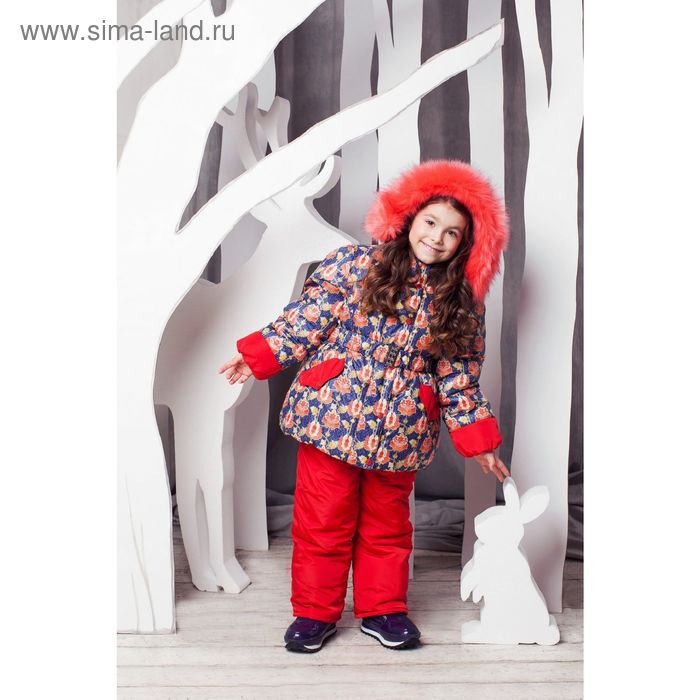 Костюм для девочки "Адель", рост 122 см, цвет сапфировый/красный 1КС1600 - Фото 1