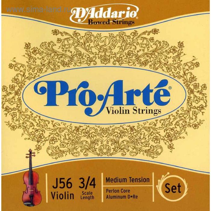 Струны для скрипки D'Addario J56-3/4M Pro-Arte, среднее натяжение - Фото 1